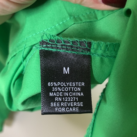 J for Justify KELLY green button shirt one pocket long sleeve womens SZ M - Picture 8 of 13
